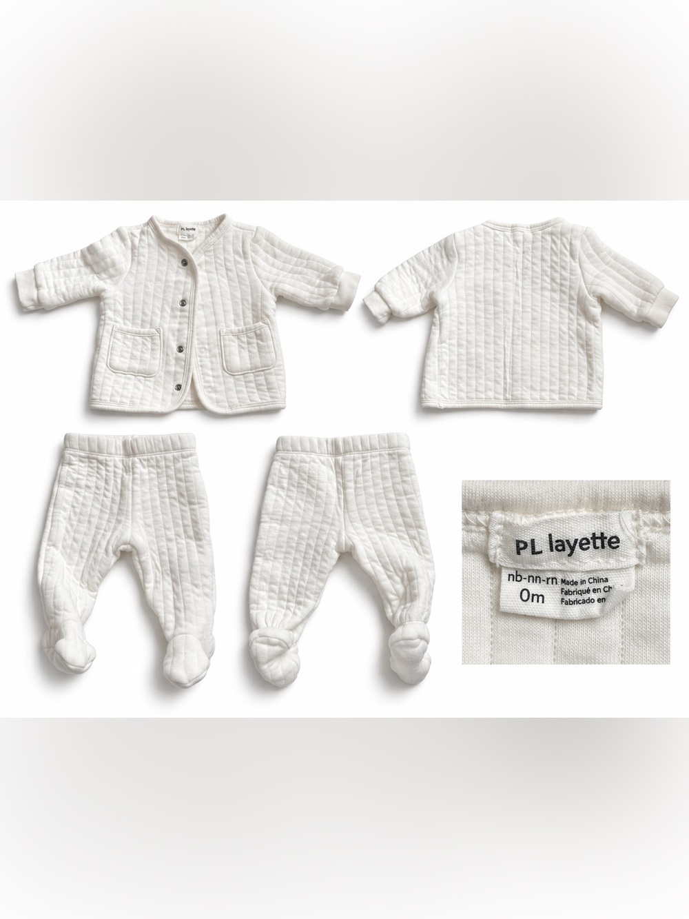 PL Layette Quilted Baby Set 0M – Jacket & Footed Pants